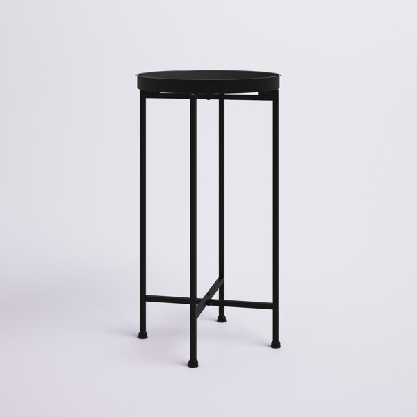 Mistana™ Alvis 25.75'' Tall Iron Tray Top Cross Legs End Table